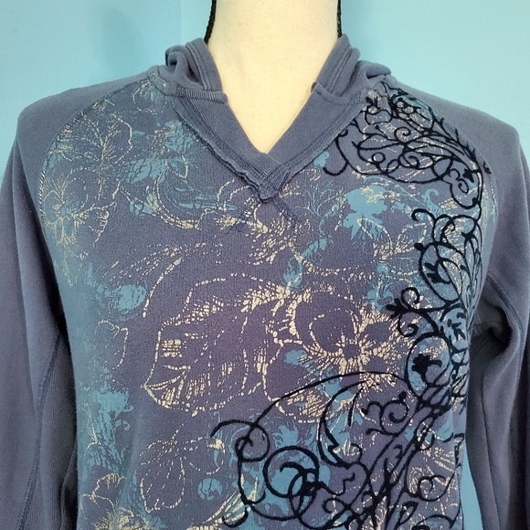 Maurices Blue Art Deco Design Long Sleeve Hoodie - Picture 2 of 5
